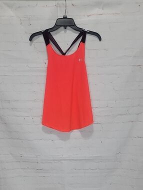 Under Armour Coral Pink Racerback Workout Tank with Purple Straps
